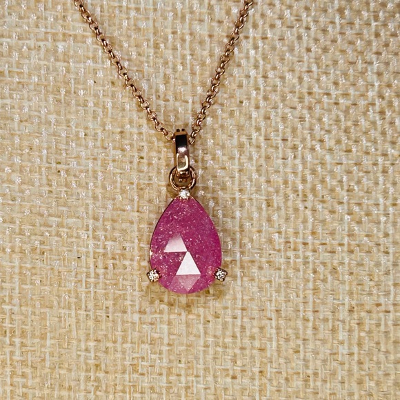 Bomb Party Jewelry - Bomb Party Lab Created Pink Ice Crystal on Rose Gold Plating Necklace New